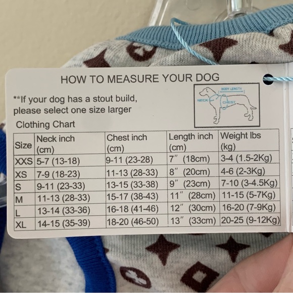 Luna Blue Couture Designer FURRY VUITON Dog Shirt Size Large - Picture 5 of 5